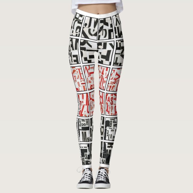 noir sur blanc avec leggings rouges (Devant)