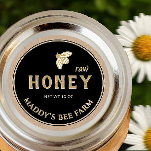 Noir sur Kraft HONEY étiquette avec abeille