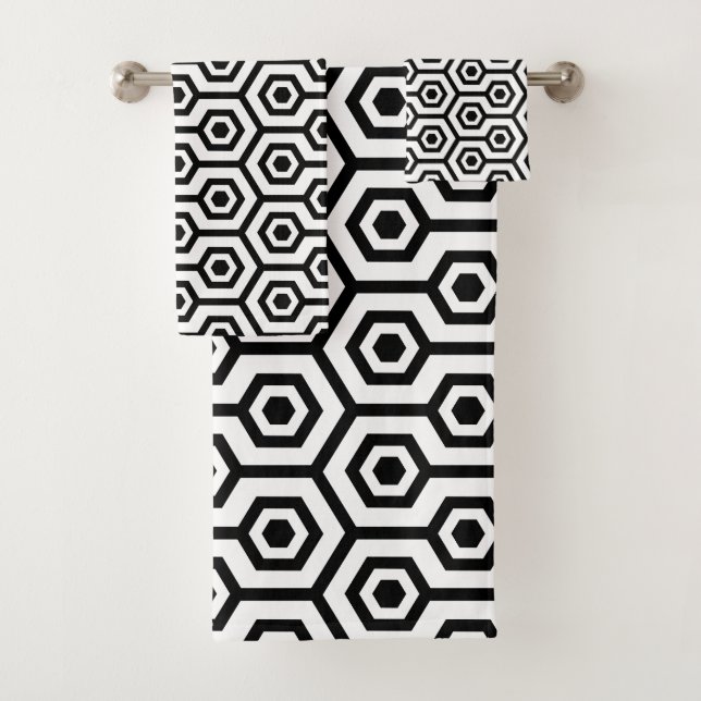Noir sur le Motif géométrique octogone blanc (En situation)