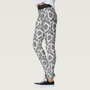 Noir sur points blancs leggings motifs géométrique