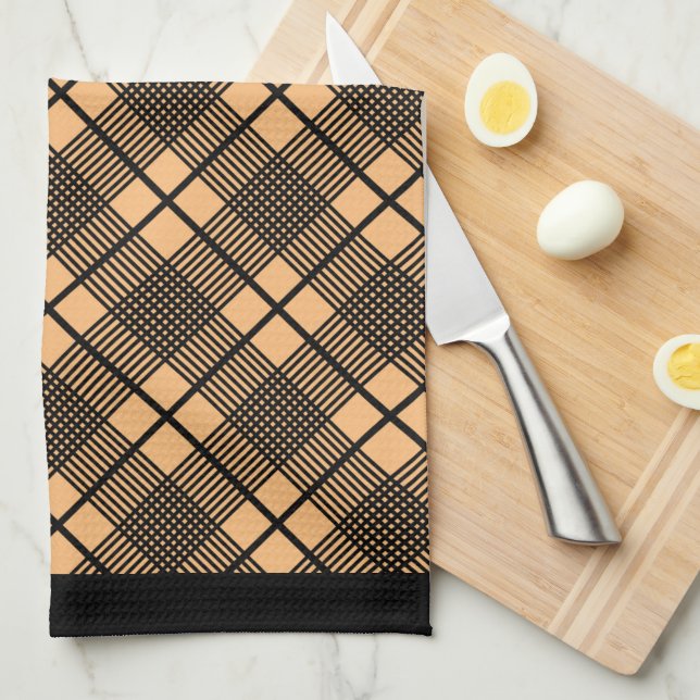 Noir sur Taupe Serviette de cuisine horizontale (Quart Plié)