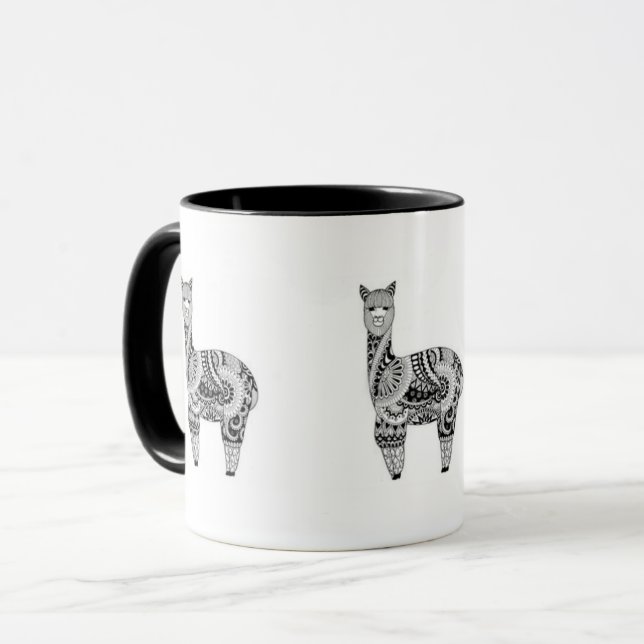 Noir tasse combinée d'alpaga de 11 onces (Devant gauche)
