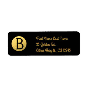 Noir (toute couleur) Moderne Monogramme Chic Feuil