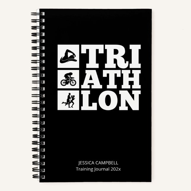 Noir ・ Triathlon Journal d'entraînement et motivat (Recto)