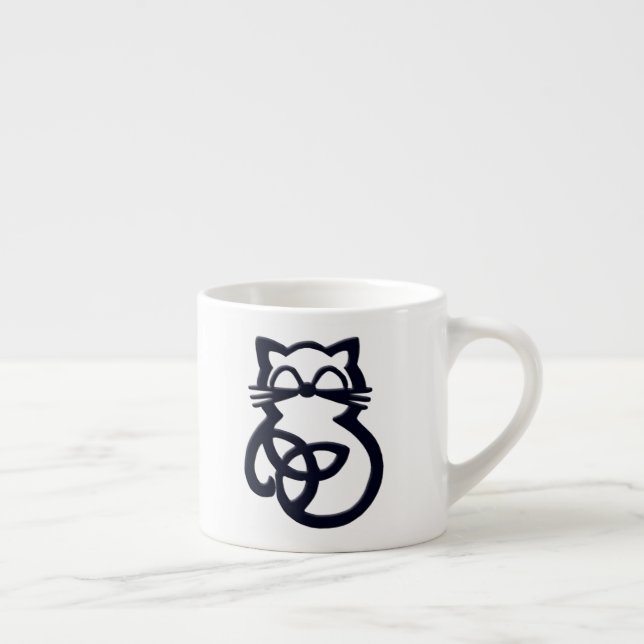 Noir Trinity Knot Celtic Cat Espresso Mug (Droite)