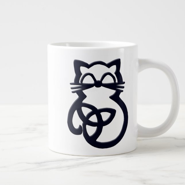 Noir Trinity Knot Celtic Chat Jumbo Mug (Droite)