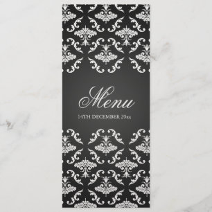Noir vintage de damassé de menu élégant de mariage