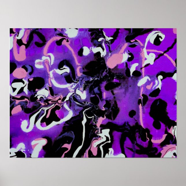 Noir, Violet, Rose et Blanc Design - Poster (Devant)