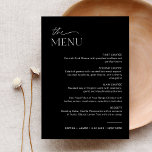 NOIR Wedding Dinner Menu 5x7 Card<br><div class="desc">The NOIR Collection features a classic black colour and a stunning modern calligraphy script font, creating a look that is both elegant and sophisticated. This collection is perfect for couples who want to create a timeless and classic feel for their special event. The bold black colour scheme creates a striking...</div>