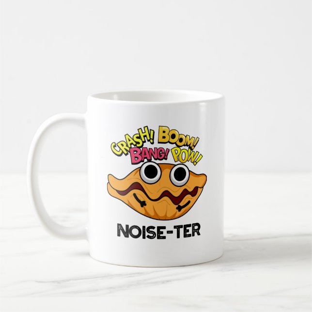 Noise-ter Funny Noisy Oyster Pun  Coffee Mug (Left)
