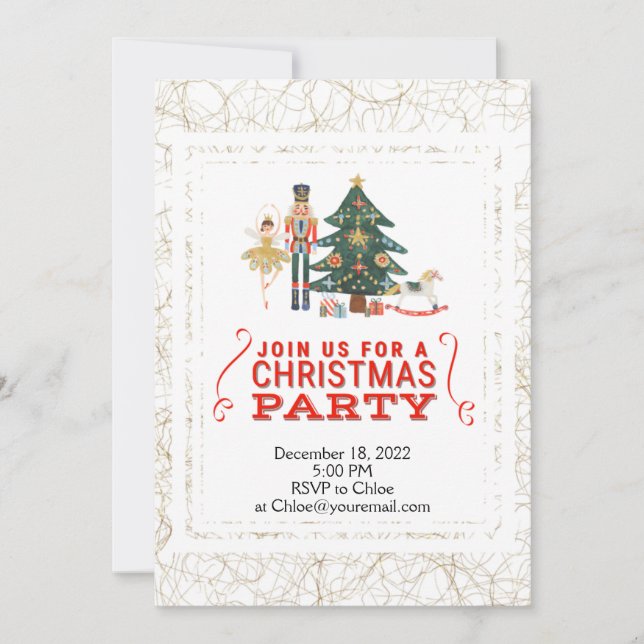 Noisette de Noël Gold & White Party Invitation (Devant)