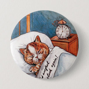 Noisy Alarm Clock, Louis Wain 3 Inch Round Button