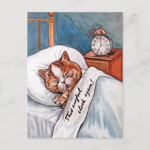 Noisy Alarm Clock, Louis Wain Postcard