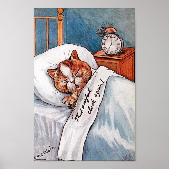 Noisy Alarm Clock, Louis Wain Poster (Front)