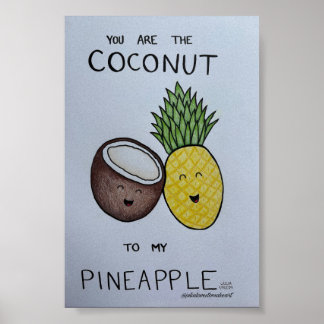 Noix de coco et ananas | Impression d'art de coupl