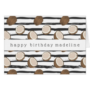 Noix de coco sur le motif grunge de rayures