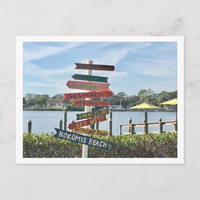 Nokomis Florida beach sign Postcard (Front)