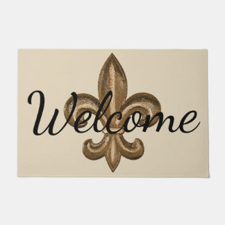 Nola Gold Fleur de Lis Welcome Doormat