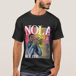 NOLA Jazz Trumpet Man Watercolor Painting T-Shirt