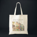 NOLA New Orleans French Quarter Bachelorette Tote Bag<br><div class="desc">This New Orleans bachelorette tote bag features cute and colourful watercolor buildings with an elegant script font. This tote is the perfect gift for your bachelorette weekend!</div>