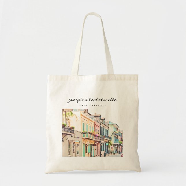 NOLA New Orleans French Quarter Bachelorette Tote Bag (Front)