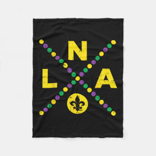 Nola New Orleans Louisiana Jester Funny Mardi Gras Fleece Blanket