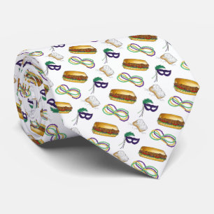 NOLA New Orleans Louisiana Mardi Gras Party Print Tie