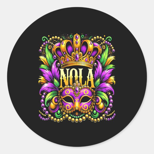 Nola New Orleans Mardi Gras 2025  Classic Round Sticker (Front)