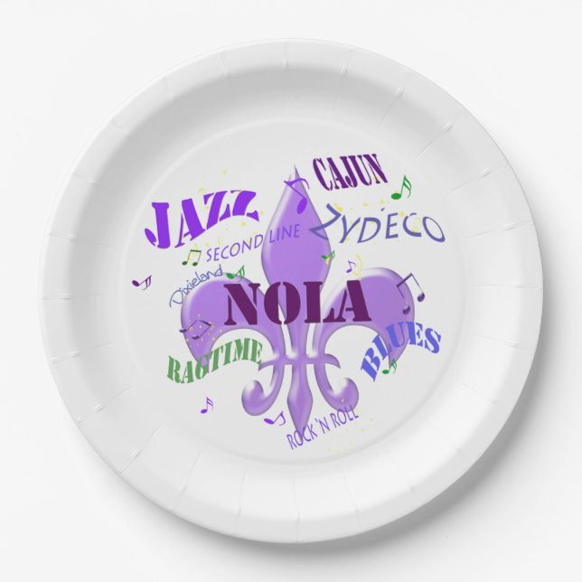 NOLA New Orleans Music Paper Plate (Front)