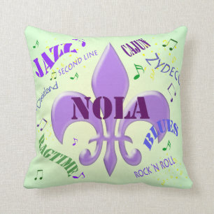 NOLA New Orleans Music Throw Pillow
