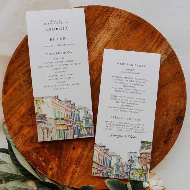 NOLA New Orleans Skyline Wedding Program Card (Creator Uploaded)