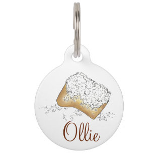 NOLA New Orleans Sugary Beignet Pastry Dog Pet Tag