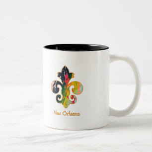 NOLA Painted Fleur de lis (1) Two-Tone Coffee Mug