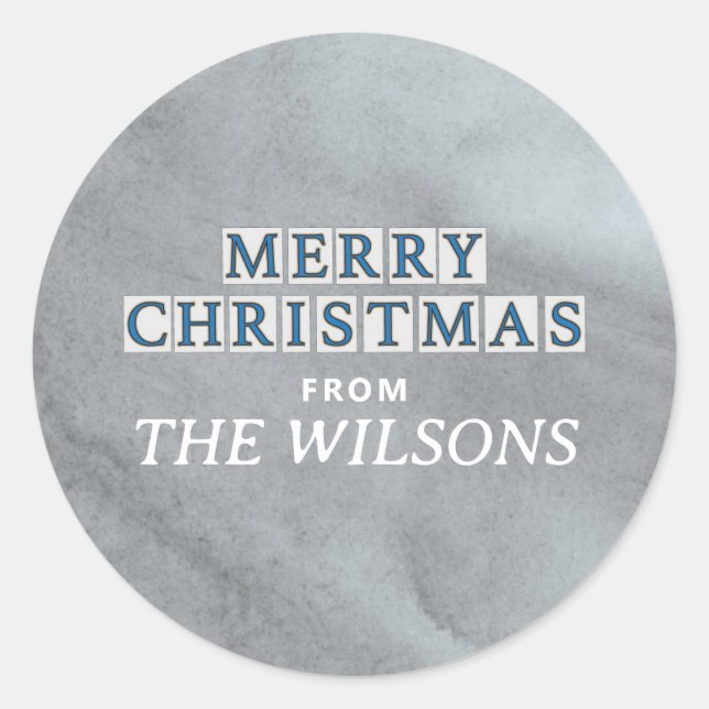 NOLA STREET TILES MERRY CHRISTMAS CLASSIC ROUND STICKER (Front)