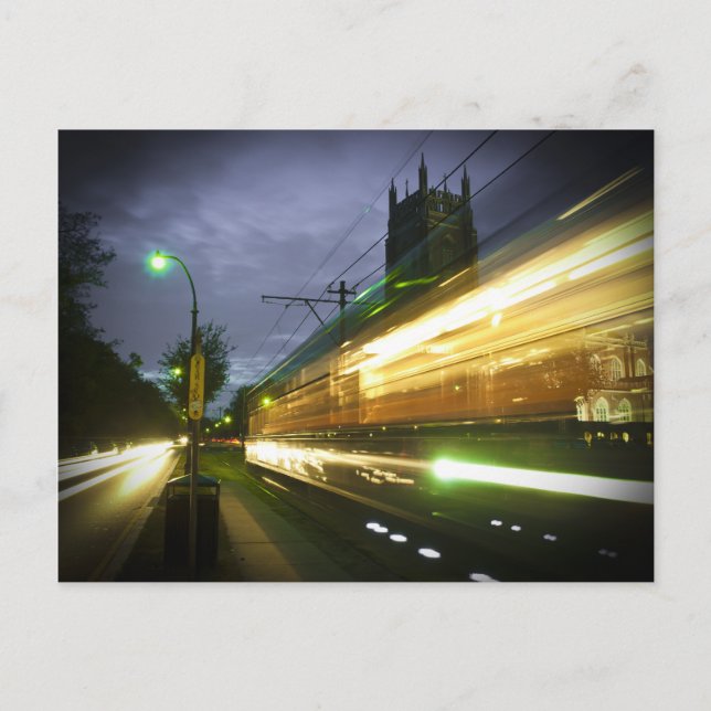 NOLA Streetcar at Night Postcard (Front)