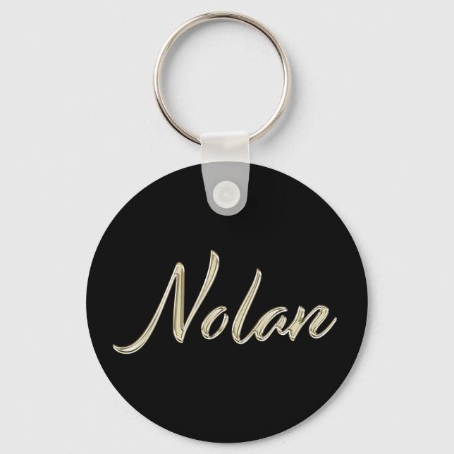 Nolan Name whitegold Button Schlüsselanhänger Keychain (Front)