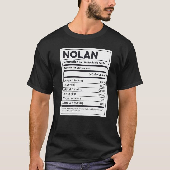 Nolan Nutrition Information Problem Solving Hard W T-Shirt (Front)