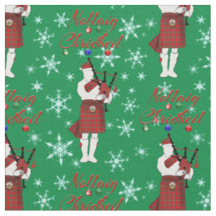 Nollaig Chridheil Scottish Merry Christmas Scottis Fabric