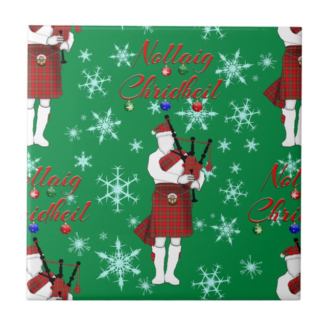 Nollaig Chridheil Scottish Merry Christmas Scottis Tile (Front)