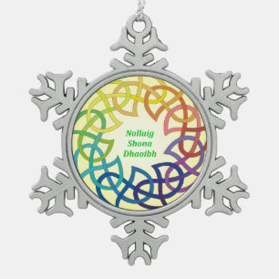 Nollaig Shona Dhaoibh - Irish Christmas Snowflake Snowflake Pewter Christmas Ornament