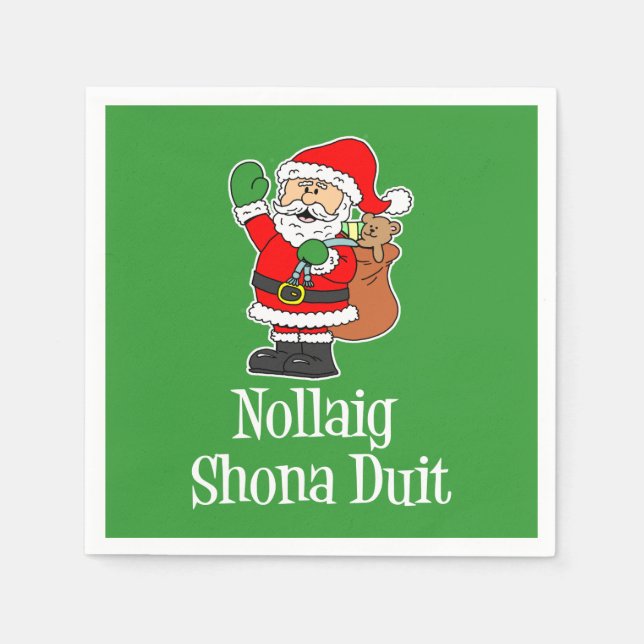 Nollaig Shona Duit Irish Christmas Santa Napkin (Front)