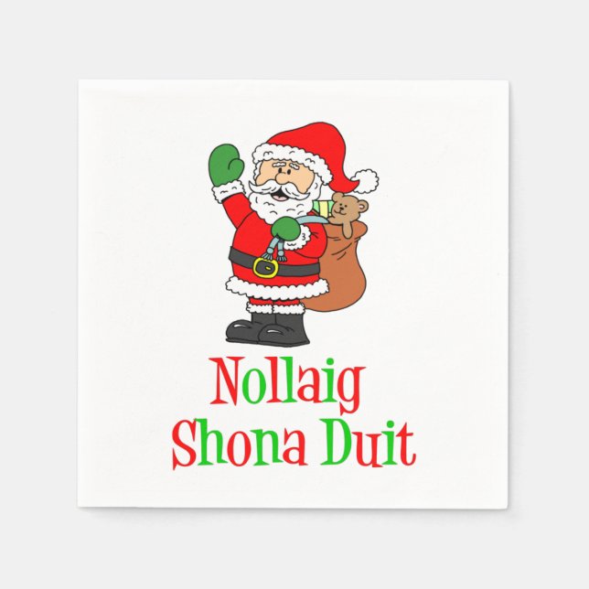 Nollaig Shona Duit Irish Christmas Santa Napkins (Front)