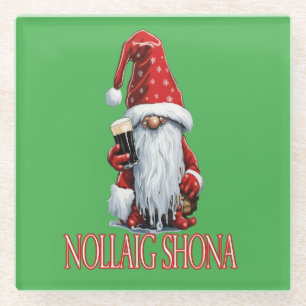 Nollaig Shona Gnome Holding A Glass Of Irish Dry Coaster