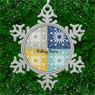 Nollaig Shona Irish  Snowflake Pewter Christmas Ornament