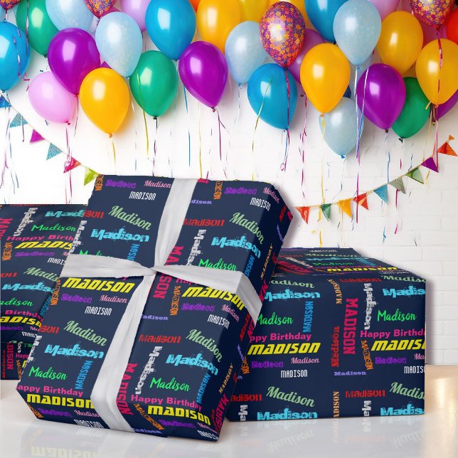 NOM À REPRISE Joyeux Anniversaire Papier cadeau (Créateur téléchargé)