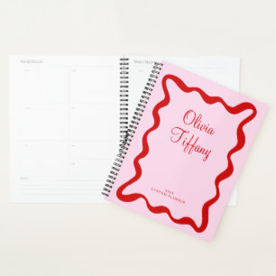 Nom Année Personnalisé Rose et Rouge Minimaliste