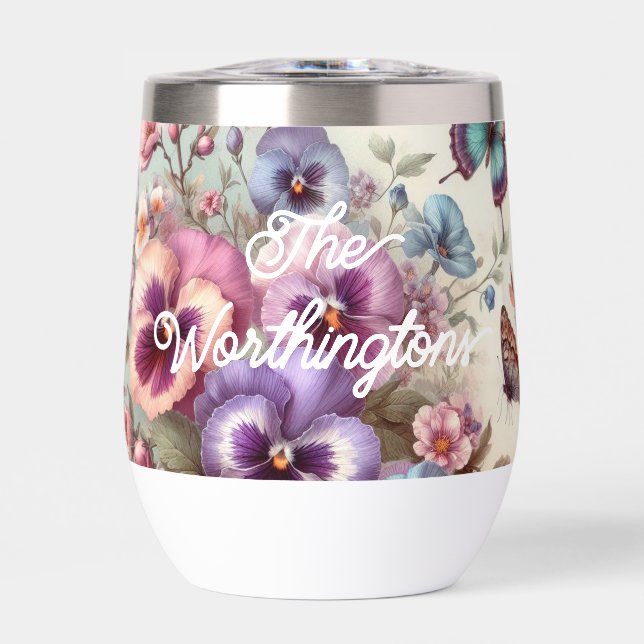 Nom Aquarelle Vintages Pansies Fleurs Pastels (Avant)