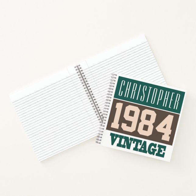 Nom avec le Carnet Vintage de l'année 1984 (Intérieur)