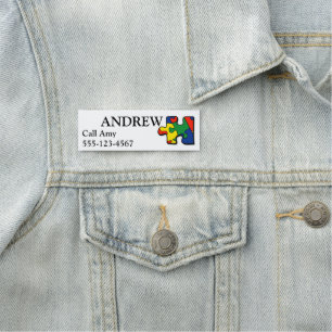 Nom Balise Autisme ID Badge d'urgence Contact