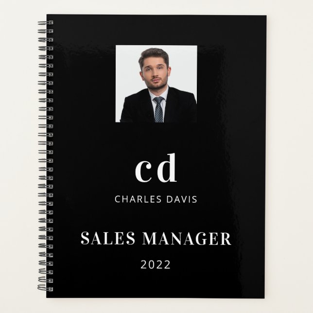 Nom blanc noir initiales photo entreprise (Devant)